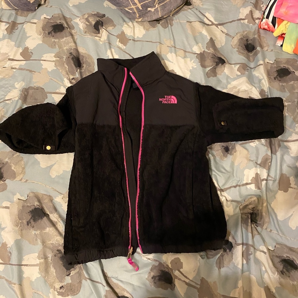 Pink and Black North Face Zip Up